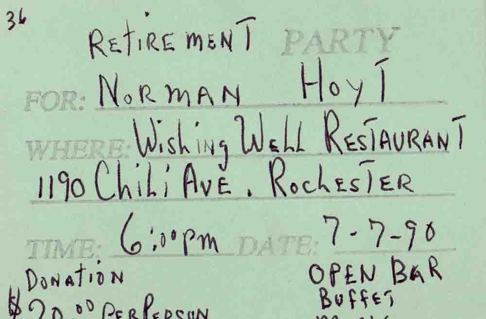 Hoyt, Norm Retirement party